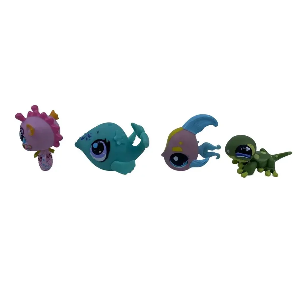 Littlest Pet Shop LPS Aquatic Animals Lot of 4 Seahorse Whale Angelfish Gecko